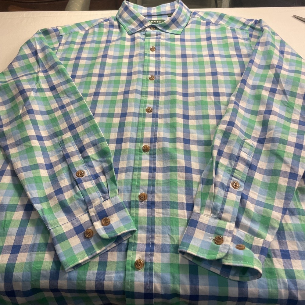 Orvis Men's Large Active Fit Plaid Shirt Long Sleeve